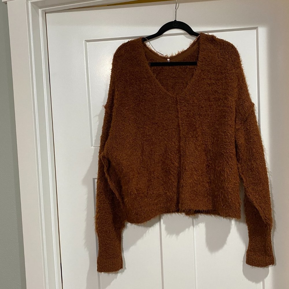 Free People Fuzzy Brown Sweater